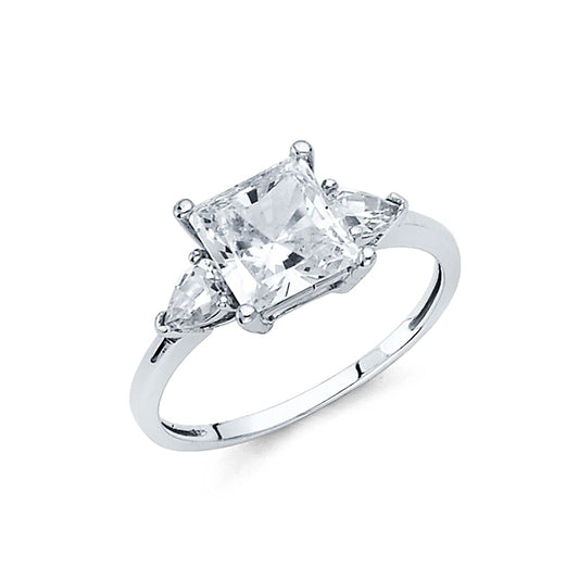 14K White Gold Women’s Three-Stone Cubic Zirconia Engagement Ring