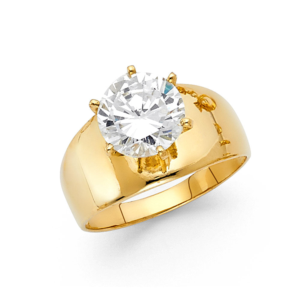 14K Yellow Gold Women’s Solitaire CZ Ring