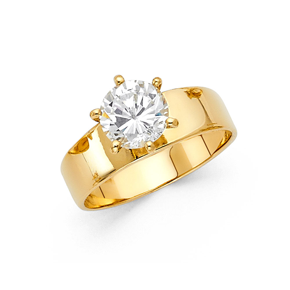 14K Yellow Gold Women’s Solitaire CZ Ring