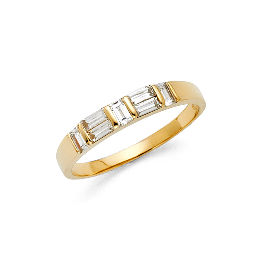 14K Yellow Gold Baguette Cut CZ Band Ring