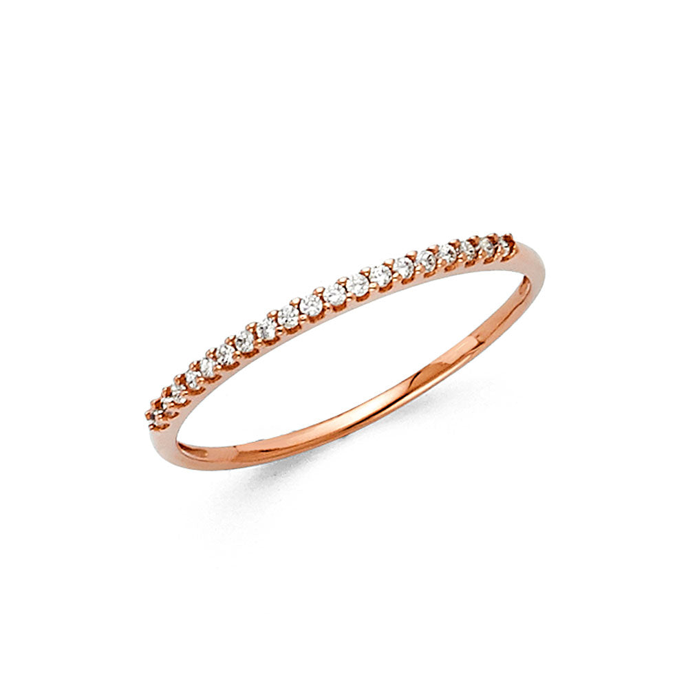 14K Rose Gold Prong-Set Round CZ Wedding Band