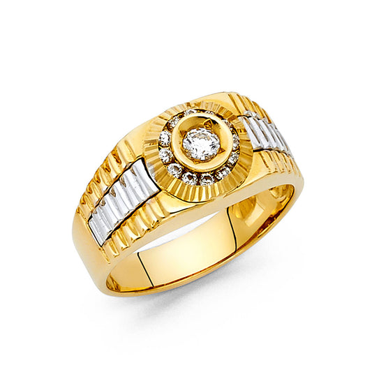 14K Two-Tone Gold Men's Ring with Cubic Zirconia