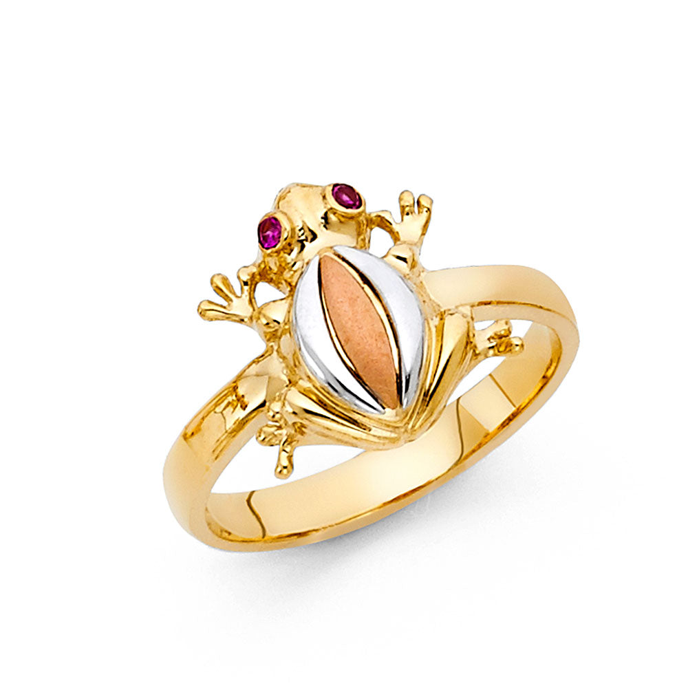 14K Tri-Color Gold Frog Design Ring