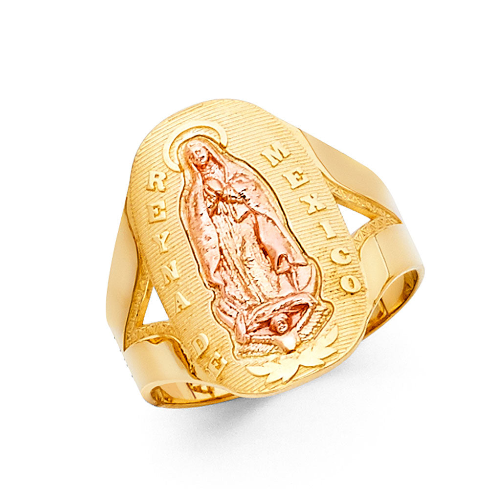 14K Two-Tone Gold Virgin Guadalupe “Reina de México” Design Women’s Ring