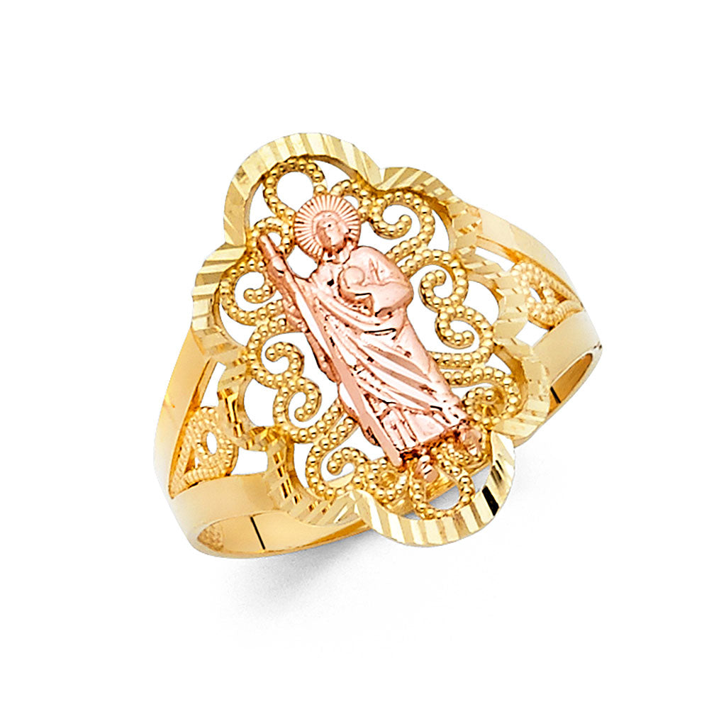 14K Two-Tone Gold Women’s San Judas Filigree Design Ring