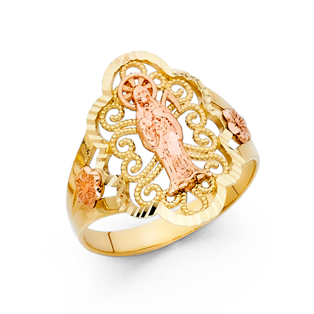 14K Two-Tone Gold Women’s Santa Muerte Filigree Ring