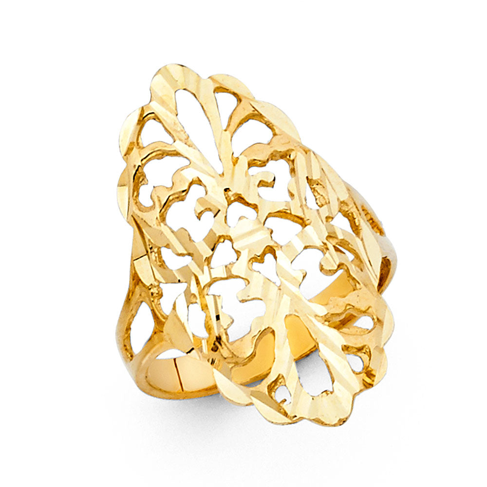 14K Yellow Gold Women's Filigree Design Ring