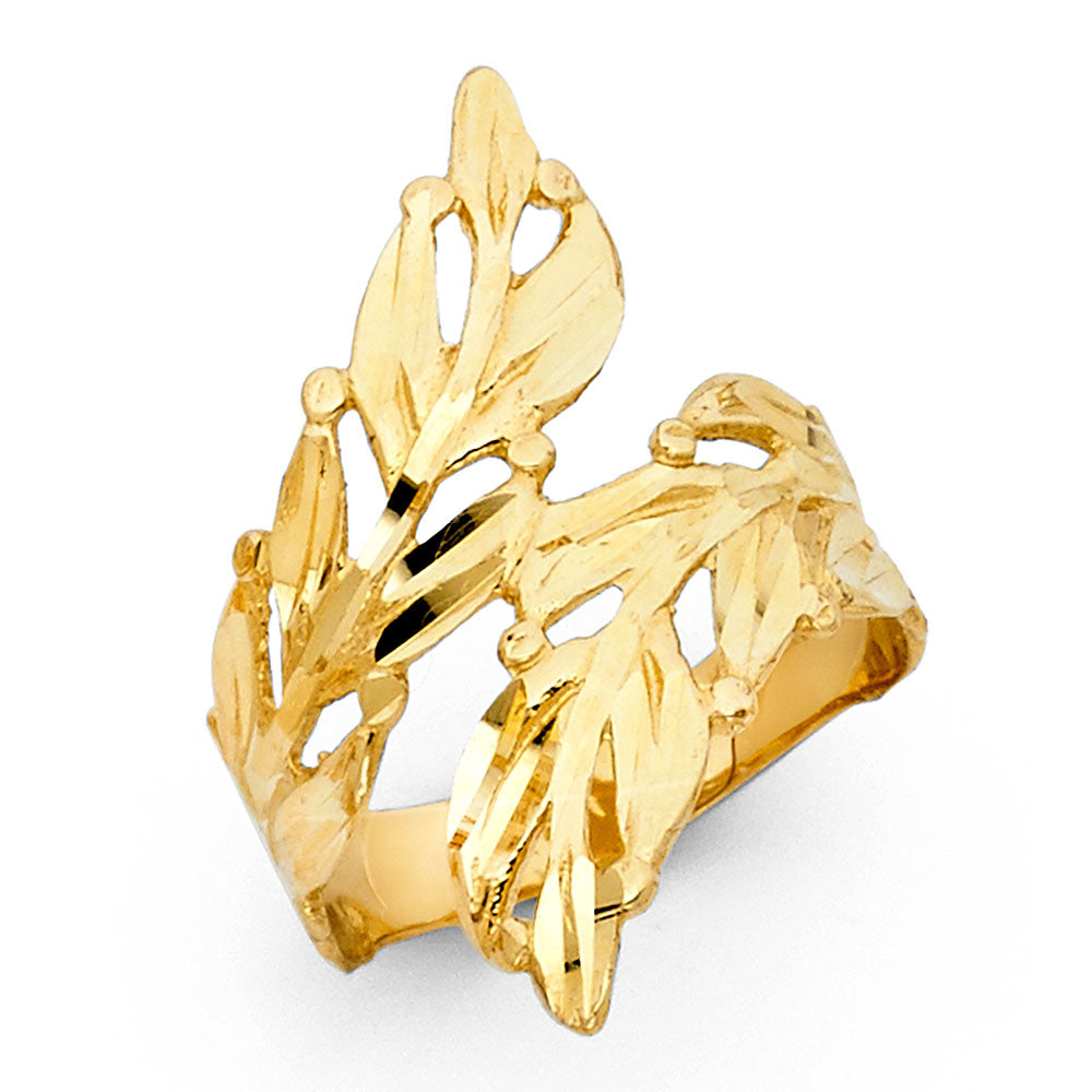 14K Yellow Gold Women's Leaf Design Ring