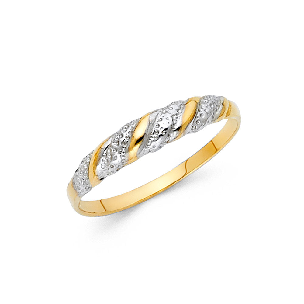 14K Two-Tone Gold Women’s Twisted Textured Design Ring