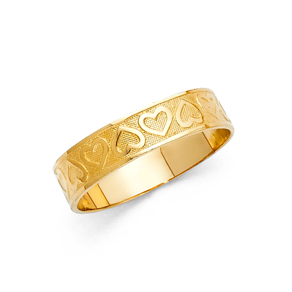 14K Yellow Gold Heart Pattern Band