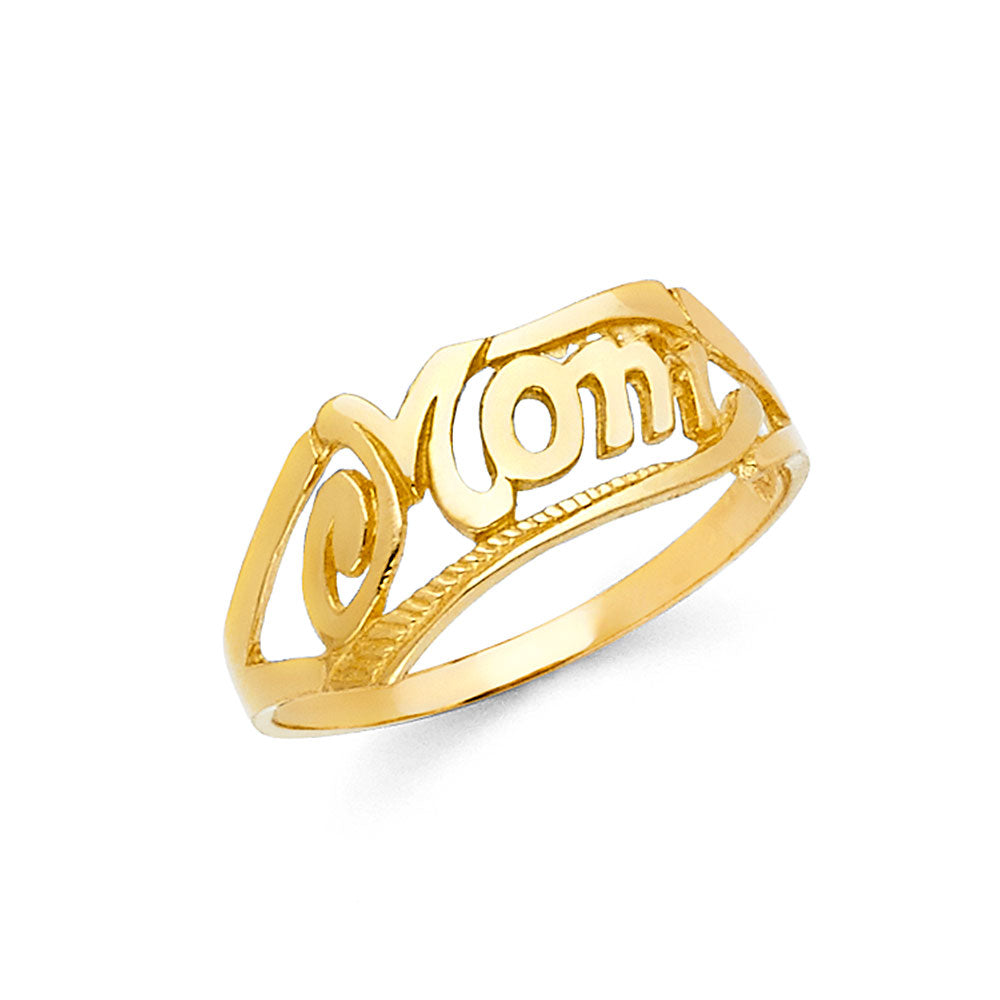 14K Yellow Gold Mom Name Design Ring