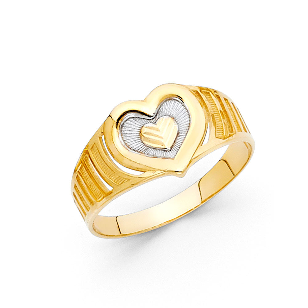 14K Two-Tone Gold Heart Design Ring