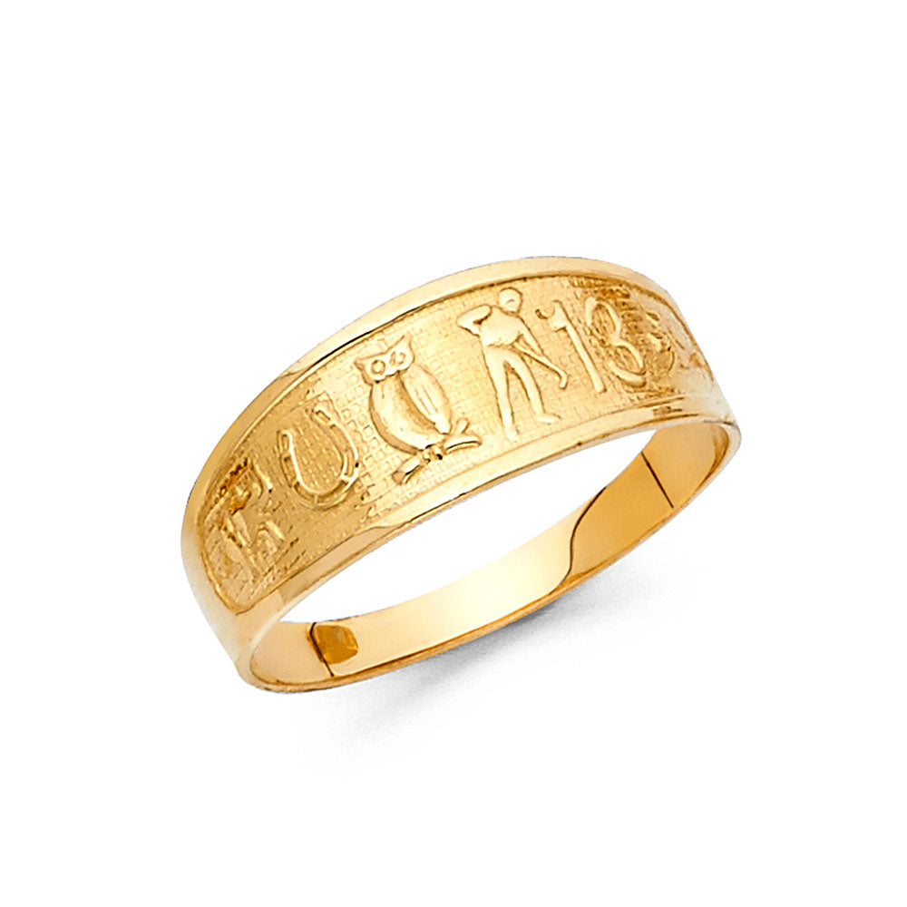 14K Yellow Gold Good Luck Symbol Ring