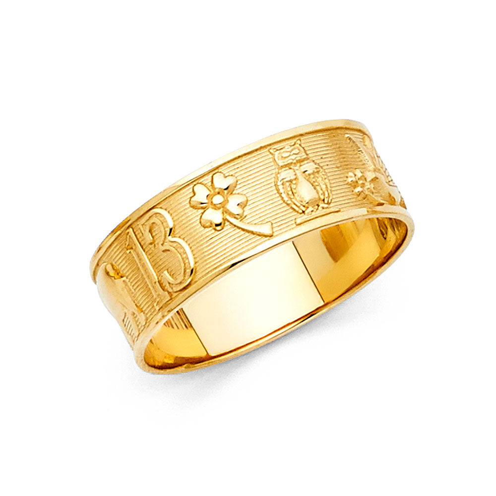 14K Yellow Gold Good Luck Symbol Ring