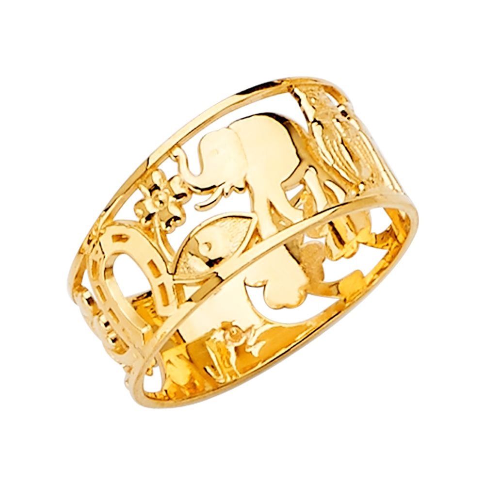 14K Yellow Gold Good Luck Symbol Ring
