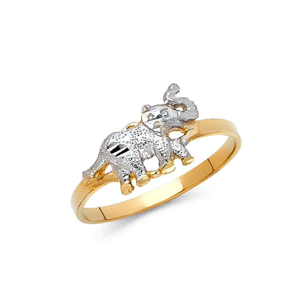 14K Two-Tone Gold Elephant Design Ring