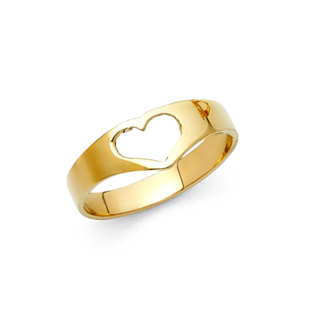14K Yellow Gold Open Heart Ring