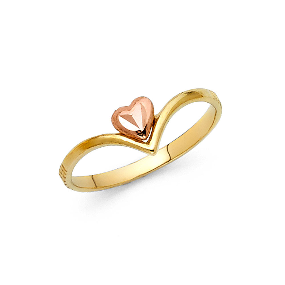 14K Two-Tone Gold Heart Bypass Ring