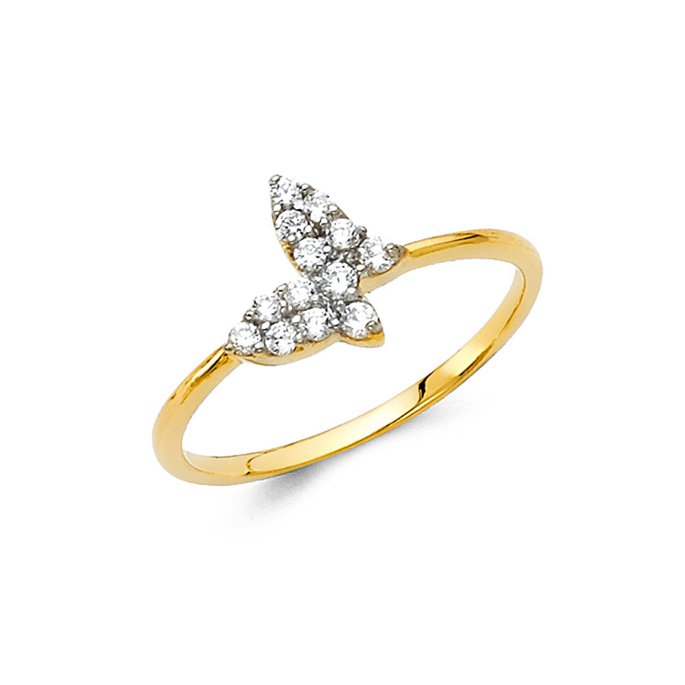14K Yellow Gold Women’s Butterfly CZ Ring