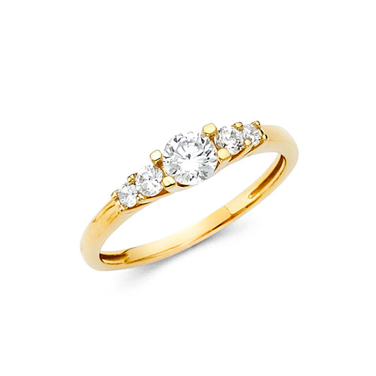14K Yellow Gold Women’s Round Cubic Zirconia Engagement / Bridal Ring