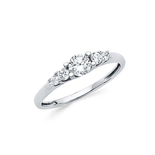 14K White Gold Women’s Round Cubic Zirconia Engagement / Bridal Ring