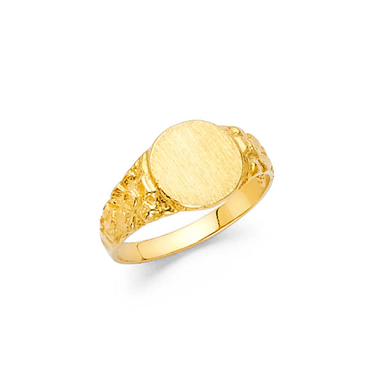 14K Yellow Gold Children’s Nugget Design Round Signet Ring