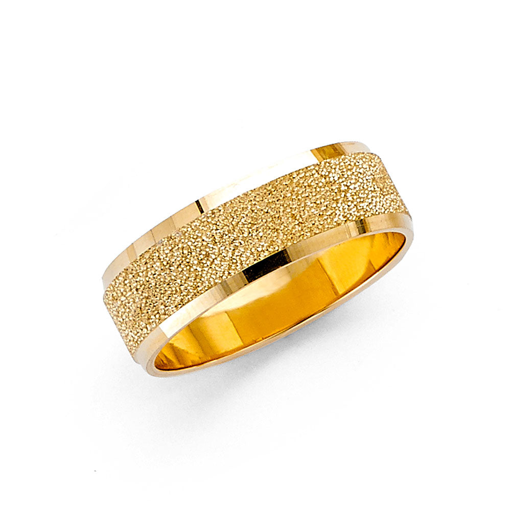 14K Yellow Gold Sandblast Finish 6mm Women's Wedding Band