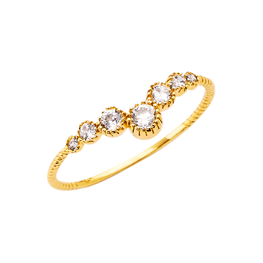 14K Yellow Gold CZ Light Band Ring