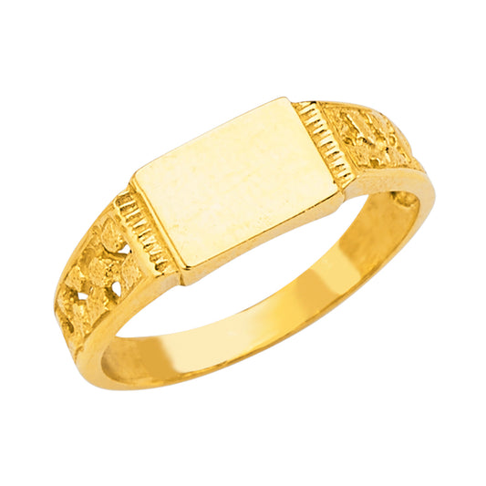14K Yellow Gold Rectangular Signet Children's Ring