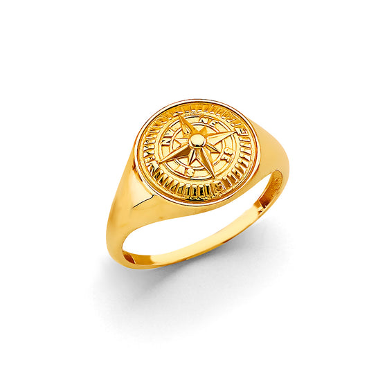 14K Yellow Gold Men’s Compass Design Ring
