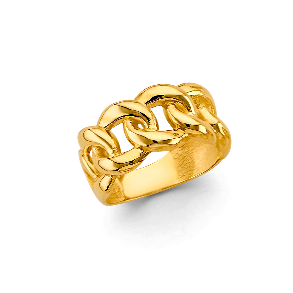 14K Yellow Gold Women’s Cuban Link Design Ring