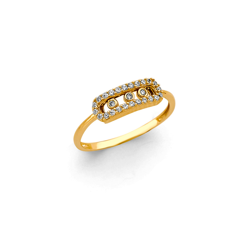 14K Yellow Gold Women’s Bezel Set CZ Bar Ring