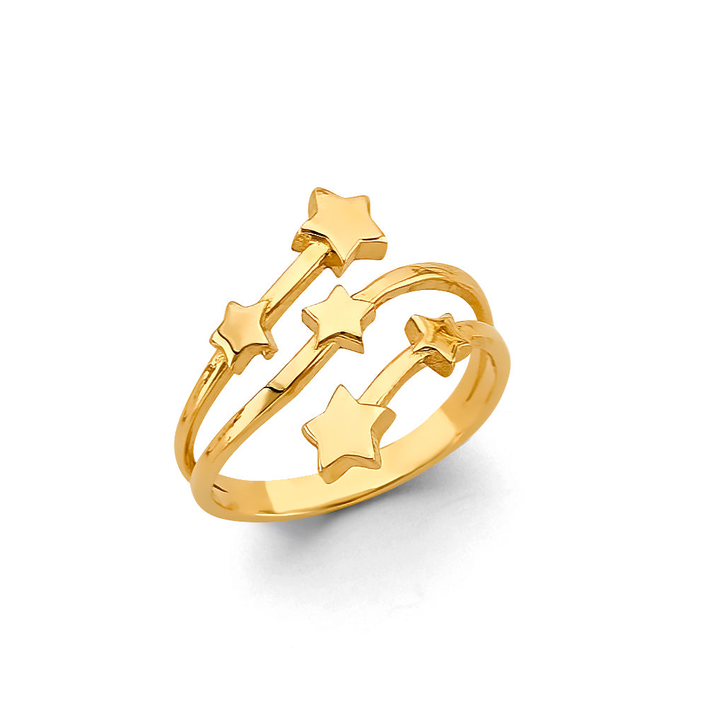 14K Yellow Gold Multi-Star Open Design Ring