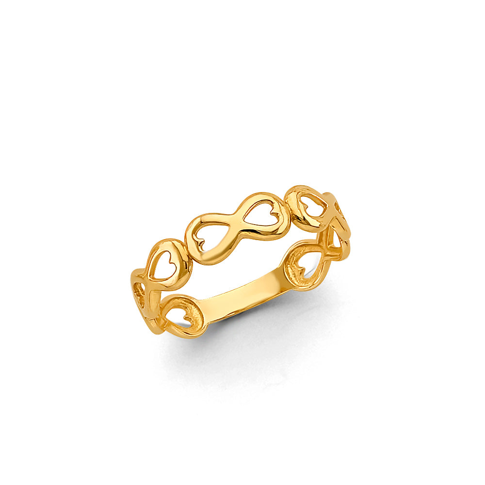 14K Yellow Gold Open Heart Infinity Link Ring
