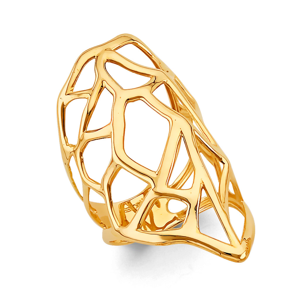 14K Yellow Gold Women's Abstract Openwork Design Ring