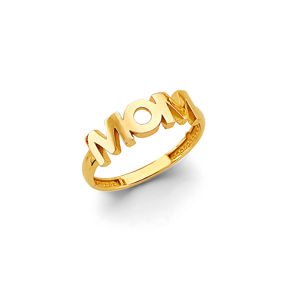 14K Yellow Gold Mom Name Design Ring