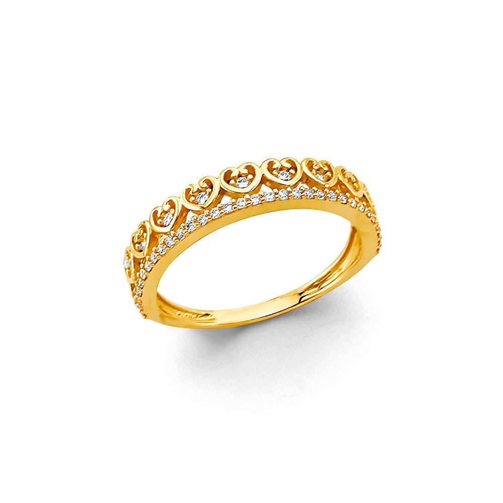 14K Yellow Gold Women’s Multi-Heart CZ Band Ring
