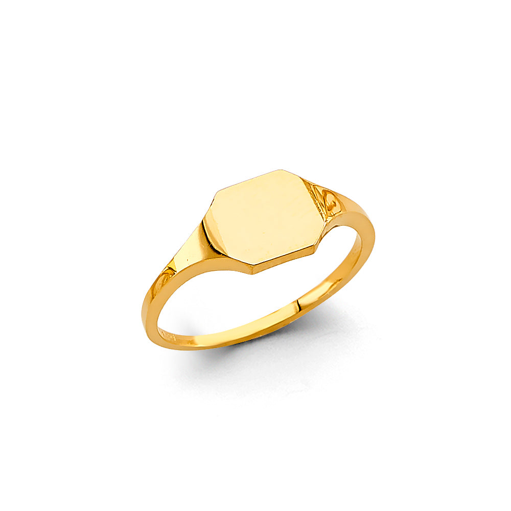 14K Yellow Gold Women’s Hexagon Signet Ring