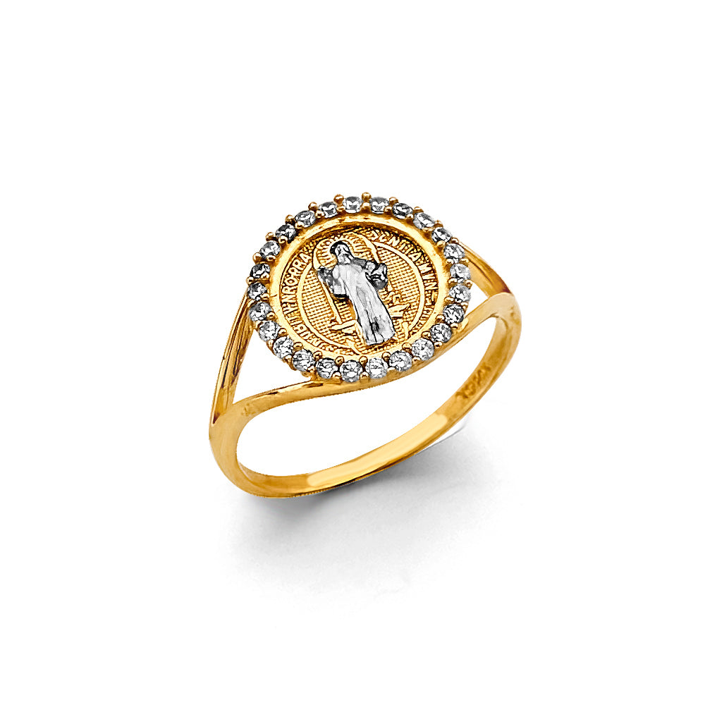 14K Two-Tone Gold Women’s San Benito CZ Halo Ring