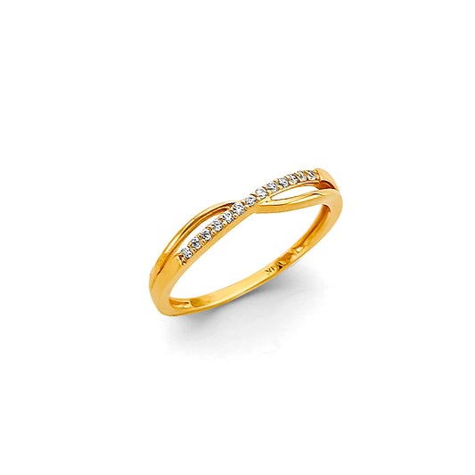 14K Yellow Gold Twist Band Children's Ring  with Cubic Zirconia
