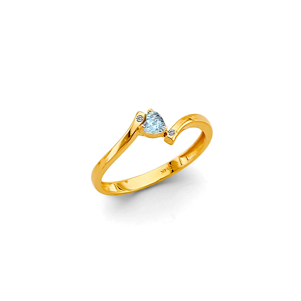 14K Yellow Gold Children's Ring  with Synthetic Blue Stone
