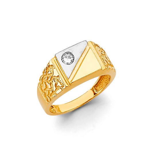 14K Two-Tone Gold Children’s / Teen’s Nugget Design Ring with Cubic Zirconia