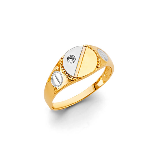 14K Two-Tone Gold Children’s / Teen’s Oval Design Ring with Cubic Zirconia