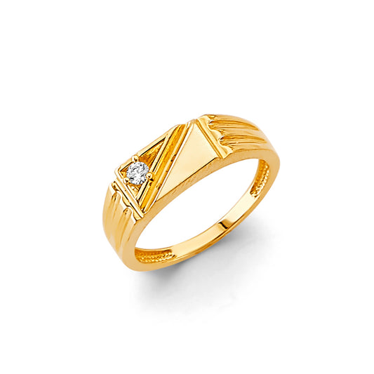 14K Yellow Gold Children’s / Teen’s Geometric Design Ring accented with Cubic Zirconia