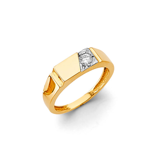 14K Yellow Gold Children’s / Teen’s Geometric Design Ring accented with Cubic Zirconia