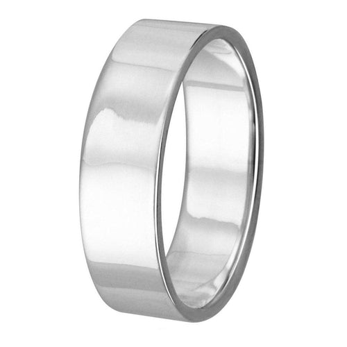 925 Sterling Silver High Polished Plain Wedding Band Flat Ring