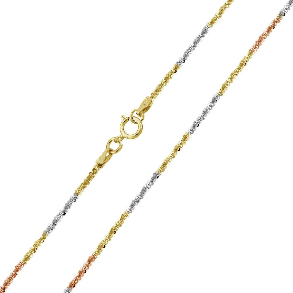 925 Sterling Silver Multi Plated Diamond Cut Roc 025 Chain or Bracelet 1.3mm