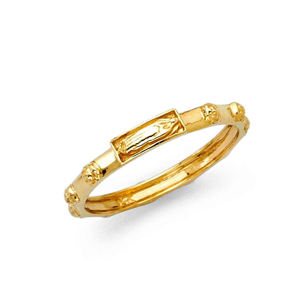 14K Yellow Gold Virgin Mary Religious Ring