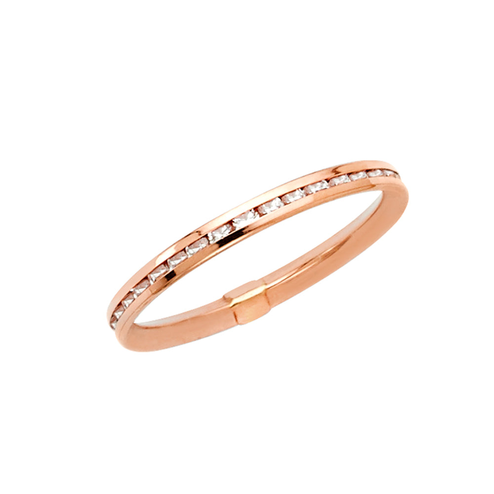 14K Rose Gold Channel Set CZ Wedding Band