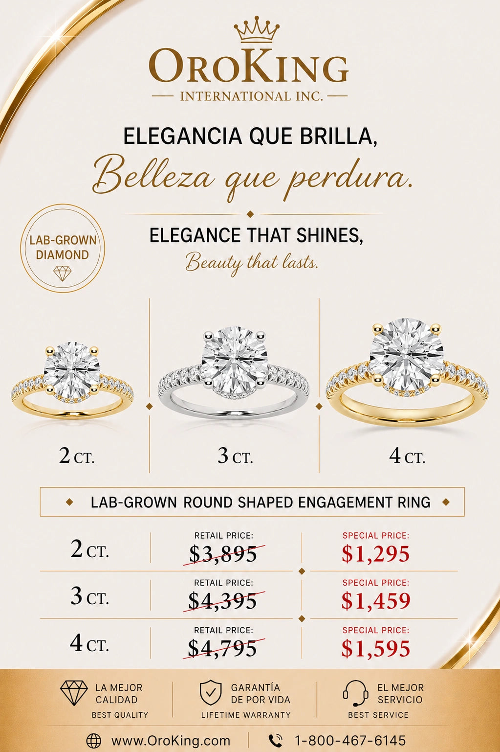 Women's 14K Gold Certified Lab-Grown Round Diamond Hidden Halo Ring with Diamond Band 2.00ct. Center Stone/ 2.40ct. TDW